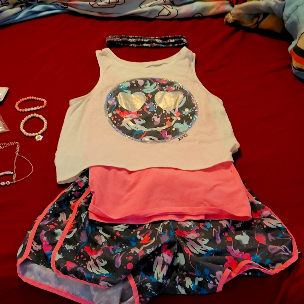 2pc justice outfit with headband and earrings and bracelet and necklace.